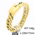 Goldenes Gliederkettenarmband aus Titanstahl 17mm breit mit polierter Oberfläche - Poliertes Gold Stil (KB206319-KJX)