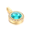 Ciondolo tondo esagerato con cristallo blu lago e strass bianchi in finitura oro - Stile Blu Lago Oro (KP100772-K)