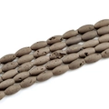 Macro detail of olive-shaped natural druzy agate beads with rustic earthy textures - Seed Beads / 12 Pieces/Strand (8*16mm) / Electroplated Coffee