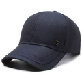 Berretto da baseball blu navy da uomo in cotone con logo JB in metallo e cuciture visiera - Regolabile / Blu navy