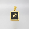 Collier Sagittaire en acier inoxydable doré 18K avec pendentif rectangulaire noir - Sagittaire (Avec Chaîne)
