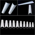 Sizing chart for extra long flat head French false nails showing 10 different dimensions - Standard Type / Natural Color