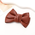 Deep brown faux leather bow with pleated texture for DIY phone case hair accessories - Coffee