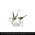 Modern white and gold ceramic swan figurines for luxury living room home decor ornament - White Gold 9123-Playful / White/Gold