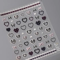 3D nail art stickers with pink and black heart patterns and bows style TL-112 - TL-112