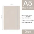 Taccuino A5 grigio in pelle PU con elastico e 100 fogli di carta crema da 80g - A5(210x145mm) / Grigio