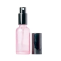Pink glass spray bottle with black pump head and cap for perfumes and oils - 5ml Spray Bottle