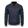 Navy blue men's baseball collar jacket casual style displayed on a clean white background - M / Navy Blue