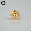 Piercing labret en titane G23 doré avec motif papillon et cristaux de zircone clairs - Nœud / 1.2x8mm / Or
