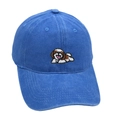 Berretto da baseball in cotone lavato blu scuro con simpatico ricamo di cucciolo - M (56-58cm) / Celeste