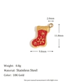 Pendentif botte de Noël en acier inoxydable plaqué or 18 carats avec émail rouge - Chaussette de Noël - Or