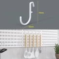 White S-shaped hooks for pegboard storage organizer, size 70mm by 45mm dimensions - Multifunctional J-Hooks B 3Pcs - White