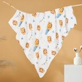 Soft six-layer cotton gauze baby towel with cute lion and rainbow prints on yellow - Straight Edge-Lion Paradise