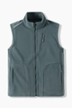 Men's dark grey fleece vest with multi-pockets and outdoor sport lettering - L / Dark Grey Blue