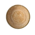 Handmade bohemian round woven grass wall decor basket in natural light wood finish - Bamboo Woven Wall Decor / Diameter 12cm