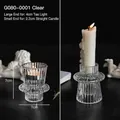 Dual-use transparent glass candle holder with vintage vertical ribbed texture design - G080-0001 Double-Head Holder / 7cmx7cm / Clear