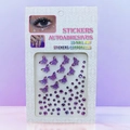 3D purple butterfly face and nail gem stickers set with iridescent round rhinestones - 12 Butterflies Purple