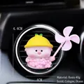 Pink pig car air vent clip with spinning windmill and yellow hat in resin material - Doudou Pig Air Vent Aromatherapy