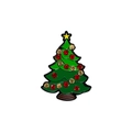 Cute green enamel Christmas tree brooch pin with sparkling red and gold rhinestones - Christmas Tree