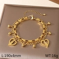 Double-layered golden stainless steel heart bracelet with Mother's Day pendants - Mother Child Hug Relief Heart Style (KB203673-Z)