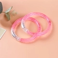 Pink LED glowing acrylic bubble bracelets with internal texture and metal connectors - Pink