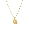 18k gold plated brass balloon letter Q pendant necklace with micro pave crystals - Necklace Q