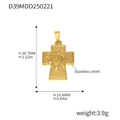 Polished 18k gold plated stainless steel Jesus cross pendant with dimension markings - Jesus Icon Cross (D39) / Gold