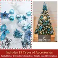 83-piece Christmas tree ornament set in ice blue and white with snowflake and star charms - 2.1m Accessory Kit / Snowflake Deer Blue and White