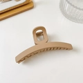 Matte khaki long arch hair claw clip with frosted texture on white surface - Bar Style / Regular / Coffee