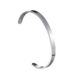 Polished silver stainless steel minimalist C-shape open bangle bracelet in sleek finish - 6mm / Silver