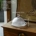 Französischer Retro-Glasteller für Desserts mit vertikal gestreiftem Kuppeldeckel für Snacks - Fein Gerippt Klein