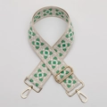 Green and white geometric embroidered wide strap for crossbody bags with gold hardware - No. 496 Silver Hook