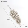 Piuma natalizia color champagne glitterata con perle per decorazione albero di Natale - Foglia multi-perla glitterata champagne