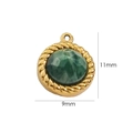 Detail of round green faceted gem pendant with gold rope edge showing 11x9mm size - Style 4 - African Jade