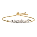 Adjustable gold stainless steel chain bracelet with white irregular crystal stones - Gold & White Turquoise Style