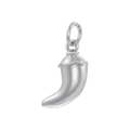 Detailed close-up of a creative silver chili pepper pendant with high-gloss metallic finish - White Gold Banana Shape
