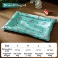 Tableau des tailles du tapis de refroidissement arc-en-ciel pour chiens et chats - S / Carré / Dragon vert menthe