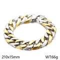 Heavy two-tone gold and silver Cuban chain bracelet for men with lobster clasp - Two-tone Gold (KB43946-D)