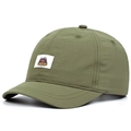 Detail of army green camping adventure patch on short brim quick-dry baseball cap - Adjustable / Dark Green