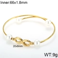 Brazalete rígido trenzado dorado con perlas blancas y símbolo de infinito pulido elegante - Estilo Dorado (KB116520-KFC)
