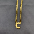 Cadena cubana bañada en oro de 18K con colgante de letra C mayúscula estilo hip hop - Letra C / Dorado