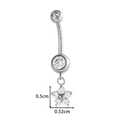 Silver titanium belly button ring with zircon butterfly pendant on a white background - Silver Five-Petal Flower Pendant Style (T2530-4#Silver)