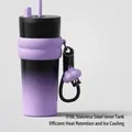 Large stainless steel insulated tumbler with purple gradient finish and straw - Gradient Purple With Pendant