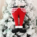 Decorazione natalizia a forma di gambe di elfo rosse con stivali neri per l'albero - Babbo Natale