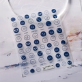 3D embossed nail stickers set with TS-2648 Blue Mood emoji motifs in blue and white - TS-2648 Blue Mood - 3D Relief
