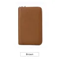 Cartera para pasaporte de cuero marrón con protección RFID y organizador de banco - Marrón