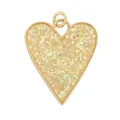 Sparkling heart pendant in golden finish with yellow glitter for DIY jewelry making - Beige Glitter Heart Style (K108283M1-Beige)