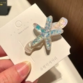 Sparkly starfish hair clip with iridescent sequins in mermaid style for girls - 12# Wavy Starfish - White
