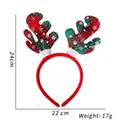 Christmas reindeer antler headband with red green plaid pattern and snowflake prints - Green Plaid Reindeer Ears