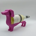 Detail view of pink dachshund wine bottle holder made of 3D printed material - Standard Type / Rose Red